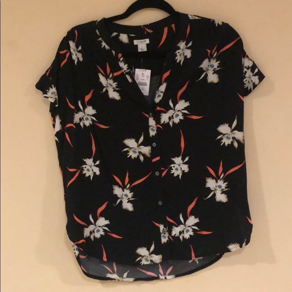 Jcrew black button down short sleeved